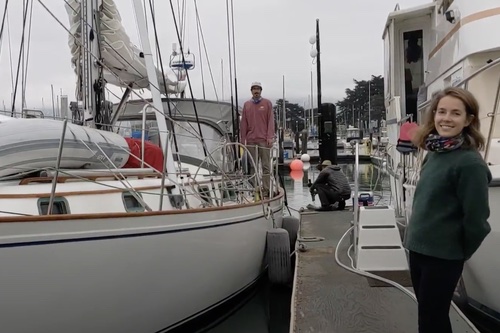 Mitch and Quincey leaving the dock